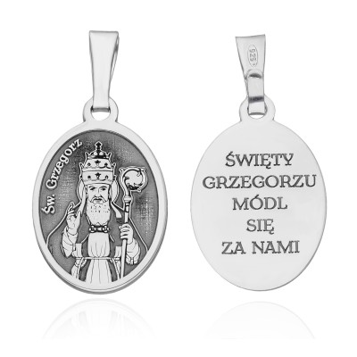 Srebrny medalik rodowany Św. Grzegorz MDC099R