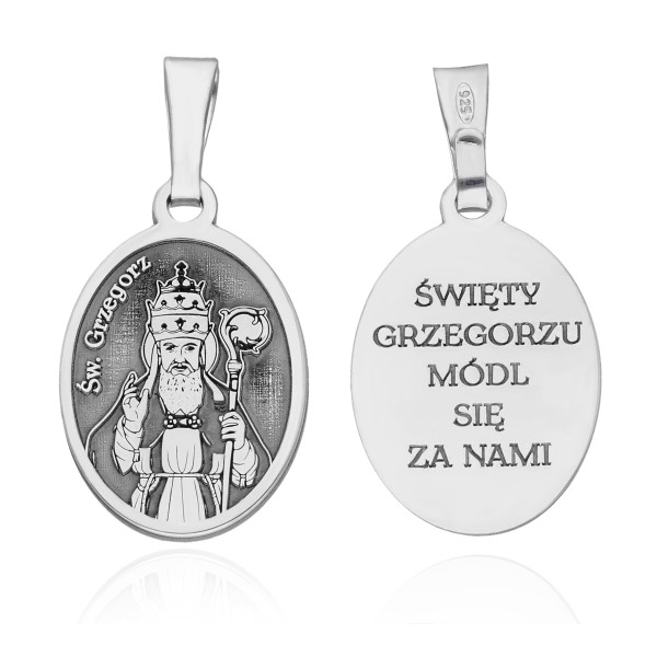 Srebrny medalik rodowany Św. Grzegorz MDC099R