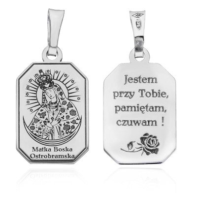 Srebrny medalik rodowany M.B. Ostrobramska MDC110R