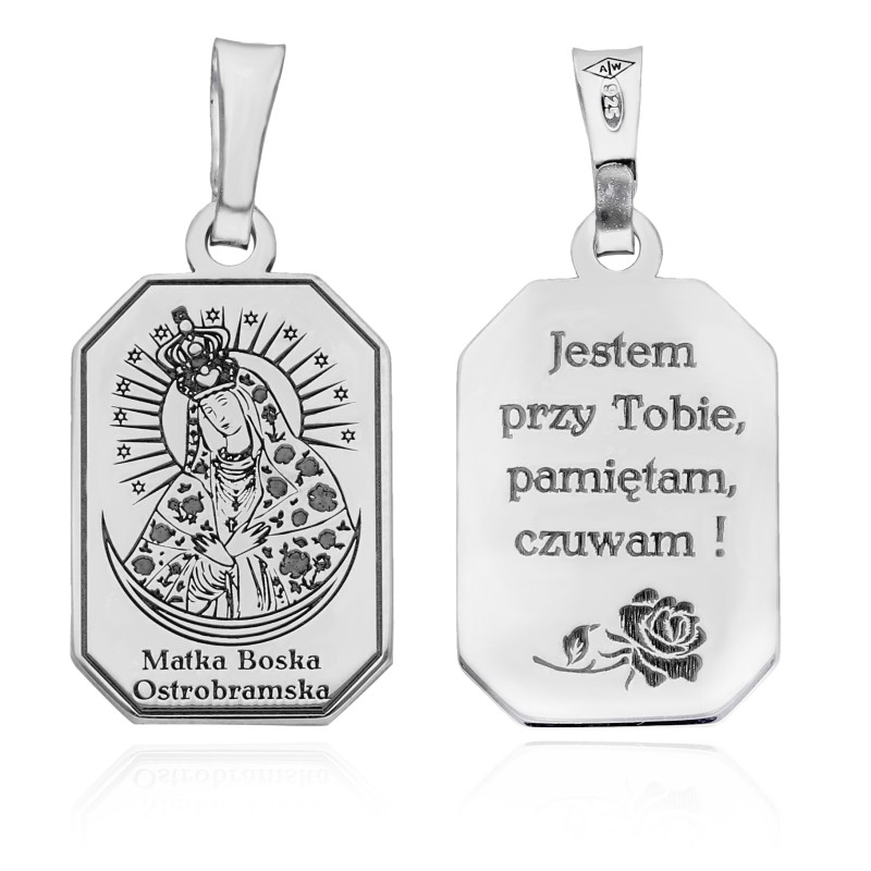 Srebrny medalik rodowany M.B. Ostrobramska MDC110R