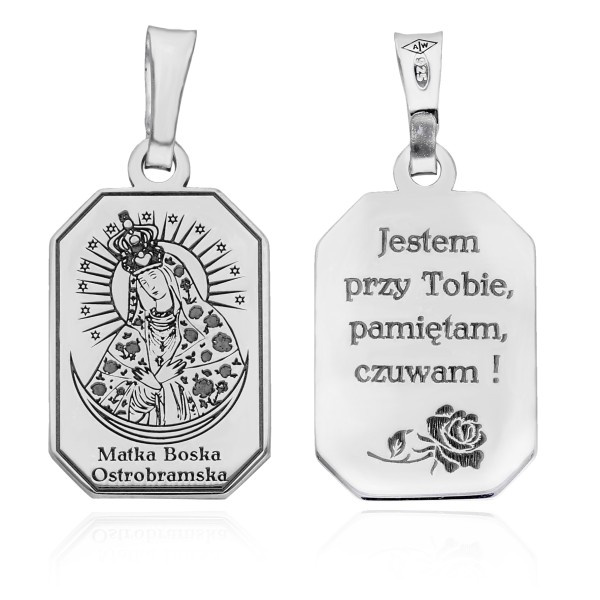 Srebrny medalik rodowany M.B. Ostrobramska MDC110R