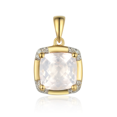 Zawieszka Au 585 z diamentami i białym topazem