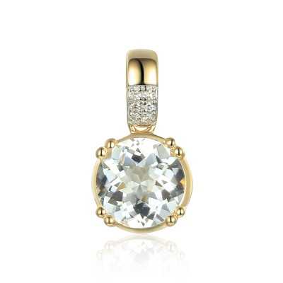 Zawieszka złota z diamentami i białym topazem