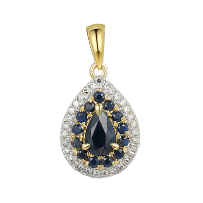 Zawieszka złota Au 585 z szfirem i diamentami