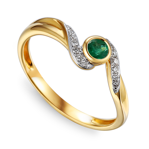 Pierścionek ze szmaragdem i diamentami R58013Y