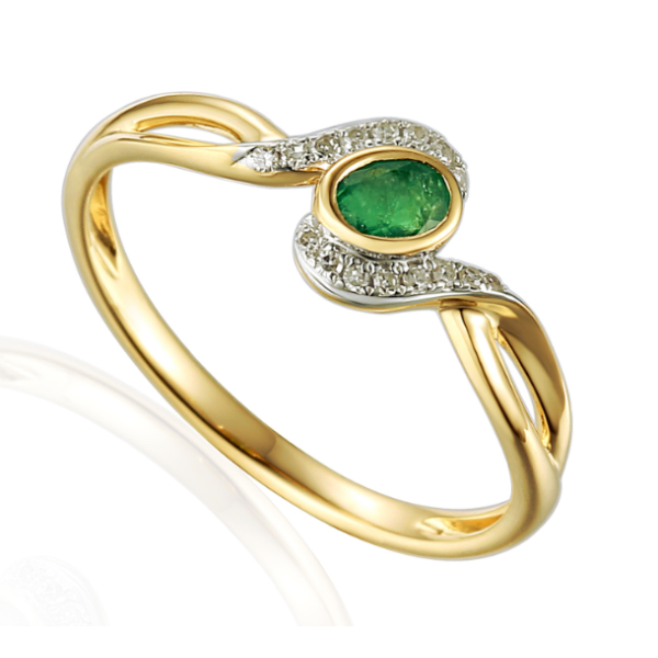 Pierścionek ze szmaragdem i brylantami Au 585