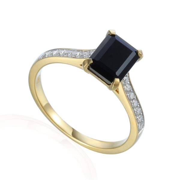 Pierścionek z diamentami i agatem Au 585