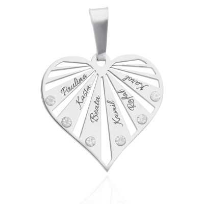Zawieszka srebrna serce z imionami