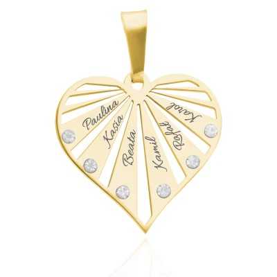 Zawieszka srebrna pozłacana serce z imionami