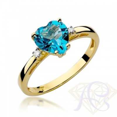 Pierścionek złoty Au 585 z Błękitnym Topazem