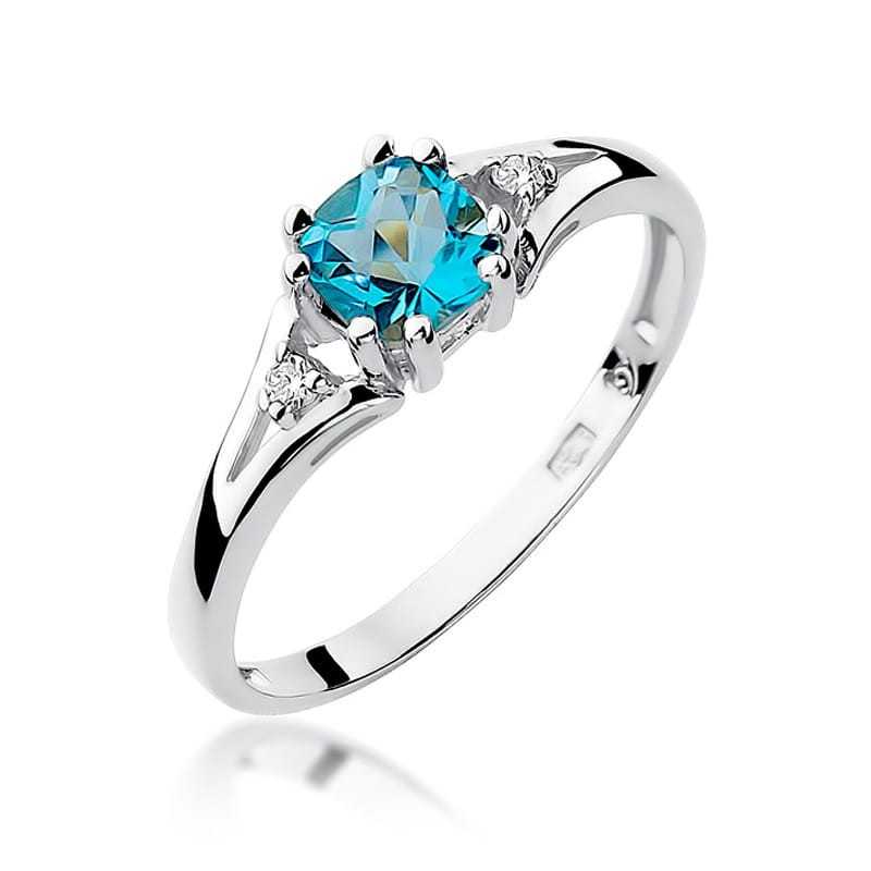 Pierścionek złoty Au585 BLUE TOPAZ 0.70ct W044W 