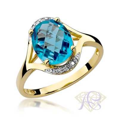 Pierścionek złoty z Topazem i brylantami W-150Y