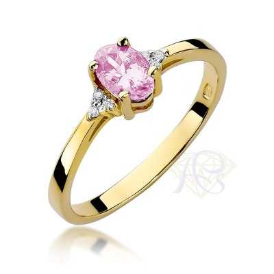 Pierścionek złoty Au 585 z Różowym Topazem W301