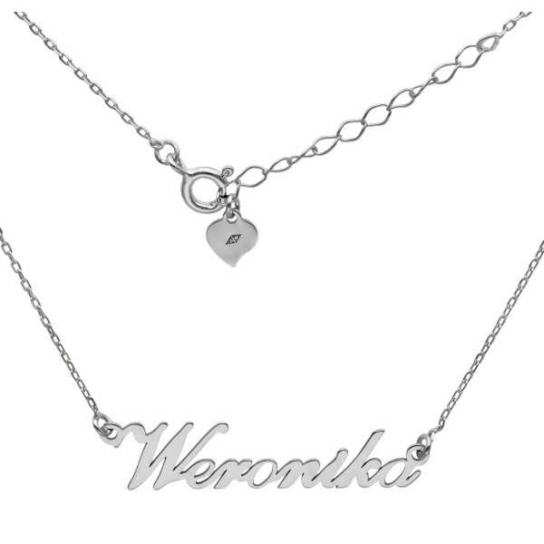 Naszyjnik srebrny Ag 925 rodowany imię Weronika
