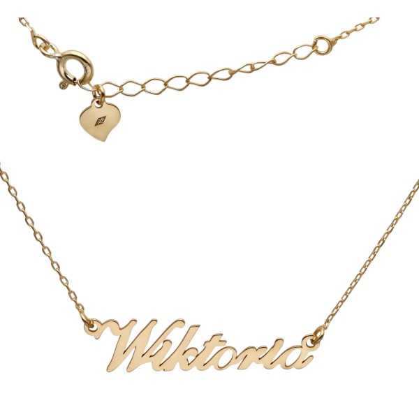 Naszyjnik srebrny Ag 925 pozłacany imię Wiktoria