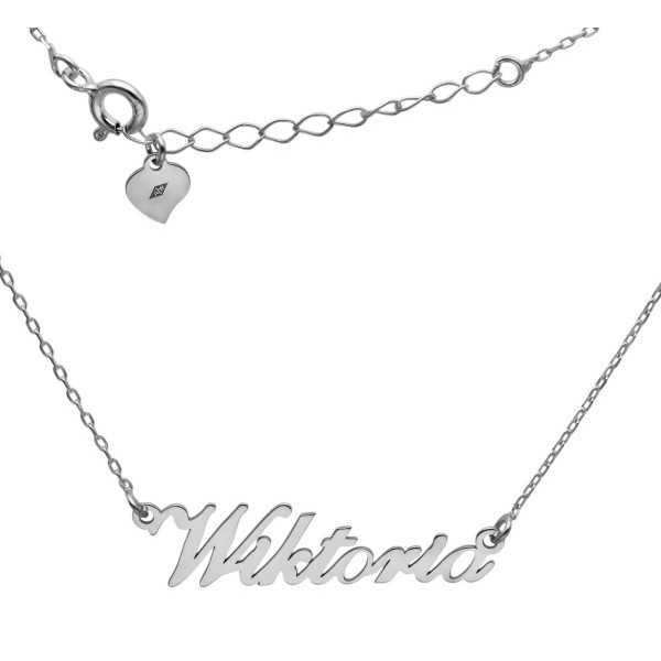 Naszyjnik srebrny Ag 925 rodowany imię Wiktoria