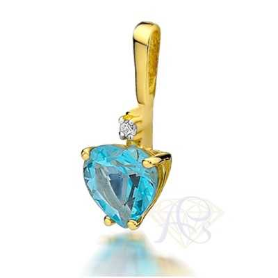 Zawieszka Au 585 z diamentem i błękitnym topazem