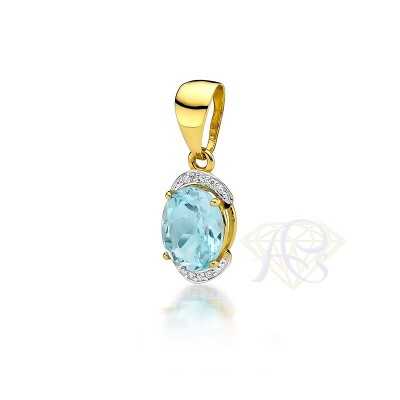 Zawieszka złota Au585 z topazem i brylantami