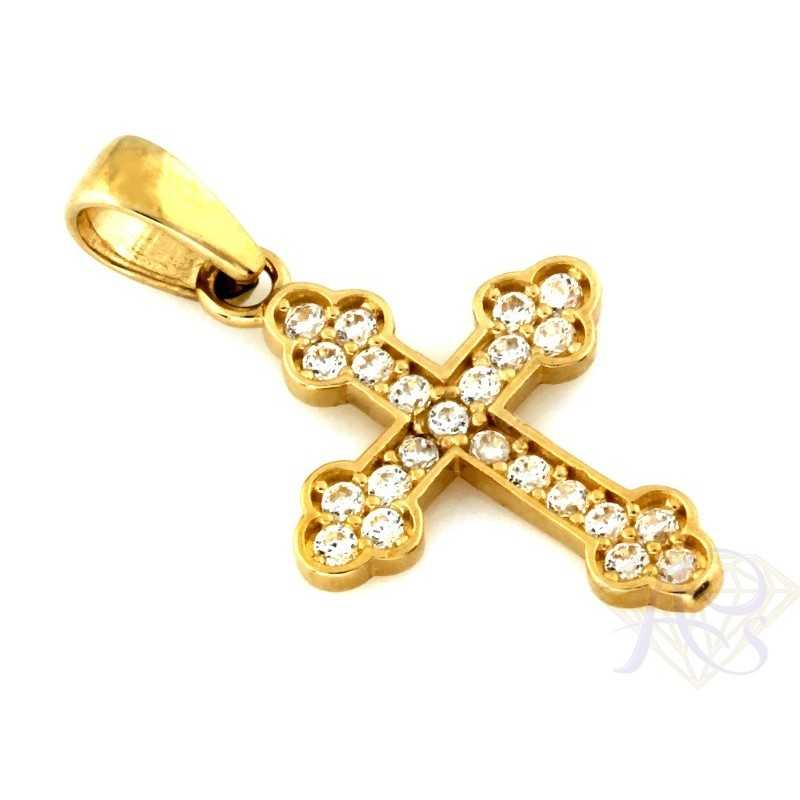 Krzyżyk złoty Au 585 z cyrkoniami