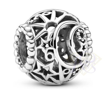 Charms srebrny Ag 925 Księżyc Gwiazdki ZC802