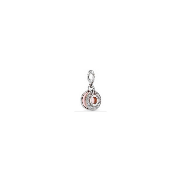 Srebrna zawieszka Charms z różową emalią