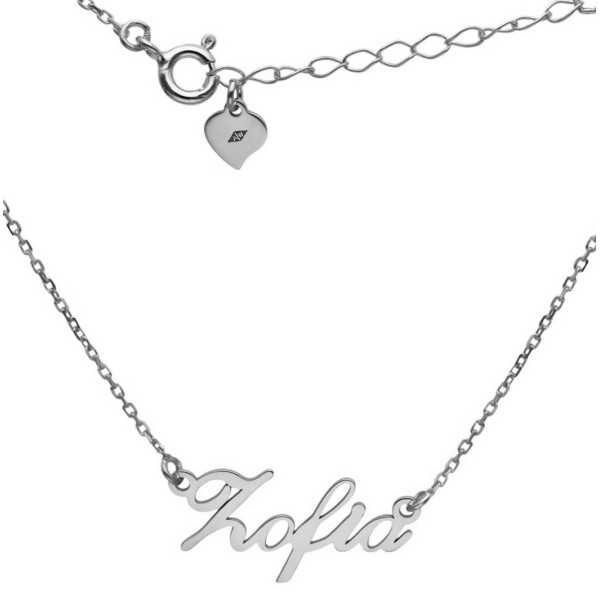 Naszyjnik srebrny Ag 925 rodowany imię Zofia