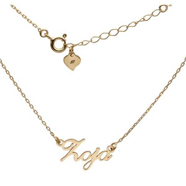 Naszyjnik srebrny Ag 925 pozłacany imię Zoja