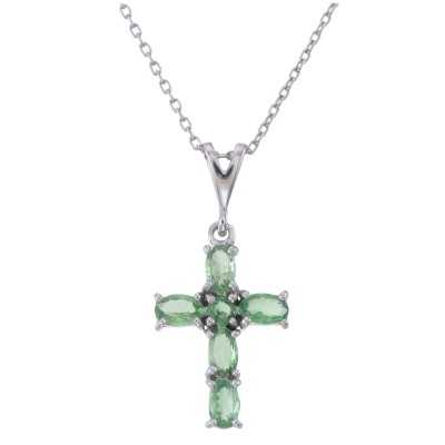 Krzyżyk Ag 925 Zielony Tsaworyt 2435-P-TS-WP