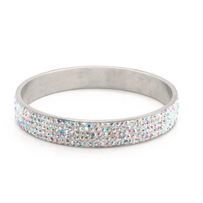 Bransoleta stalowa biała z cyrkoniami BSZ119W