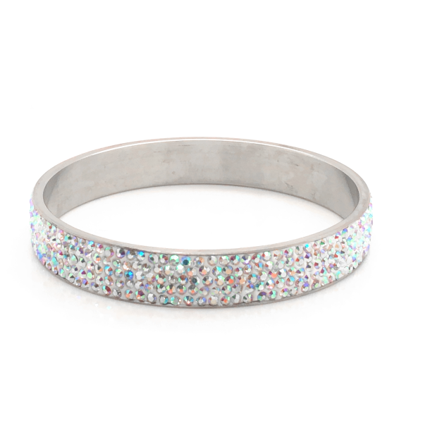 Bransoleta stalowa biała z cyrkoniami BSZ119W