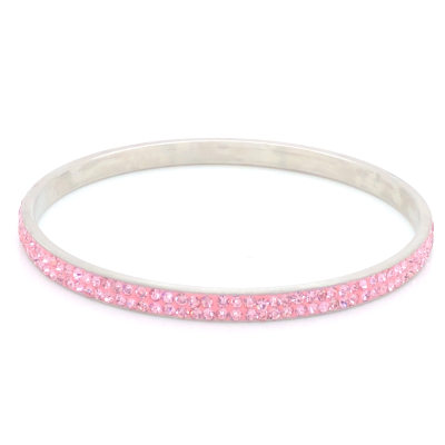 Bransoleta stalowa różowa z cyrkoniami BSZ120P