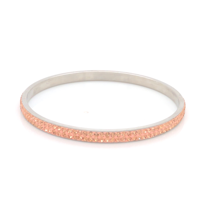 Bransoleta stalowa łososiowy z cyrkoniami BSZ120S