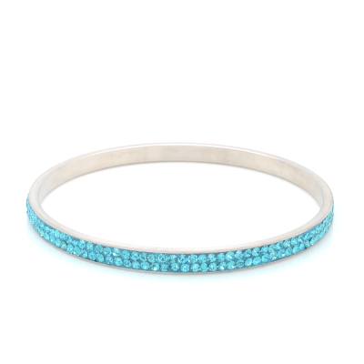 Bransoleta stalowa turkusowa z cyrkoniami BSZ120T