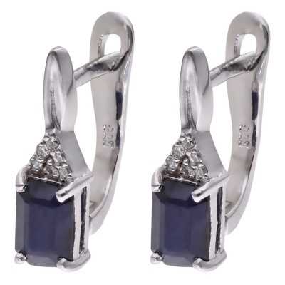 Kolczyki Ag 925 szafir z diamentem CVD-2061-E-BS