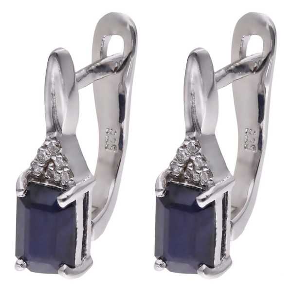 Kolczyki Ag 925 szafir z diamentem CVD-2061-E-BS