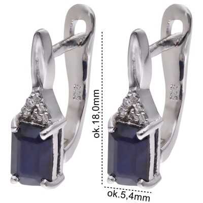 Kolczyki Ag 925 szafir z diamentem CVD-2061-E-BS