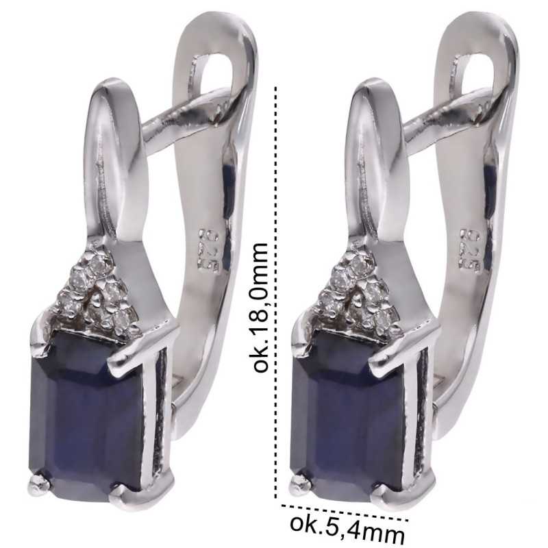 Kolczyki Ag 925 szafir z diamentem CVD-2061-E-BS