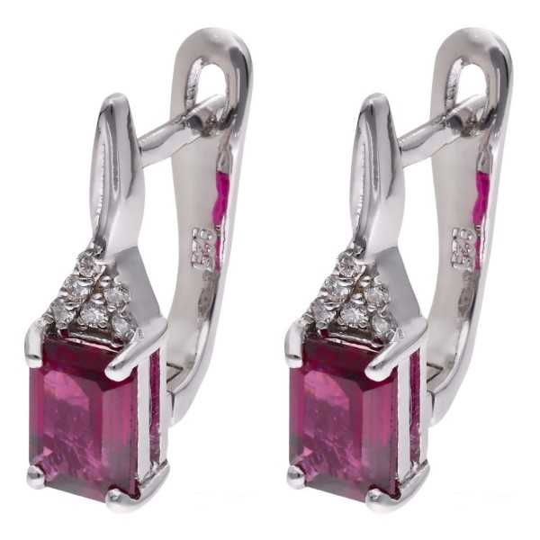 Kolczyki Ag 925 rodolit z diamentem CVD-2061-E-ROD