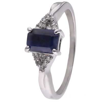 Pierścionek Ag925 szafir z diamentem CVD-2061-R-BS
