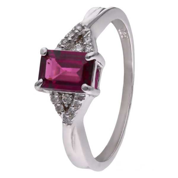 Pierścionek Ag925 rodolit i diament CVD-2061-R-ROD