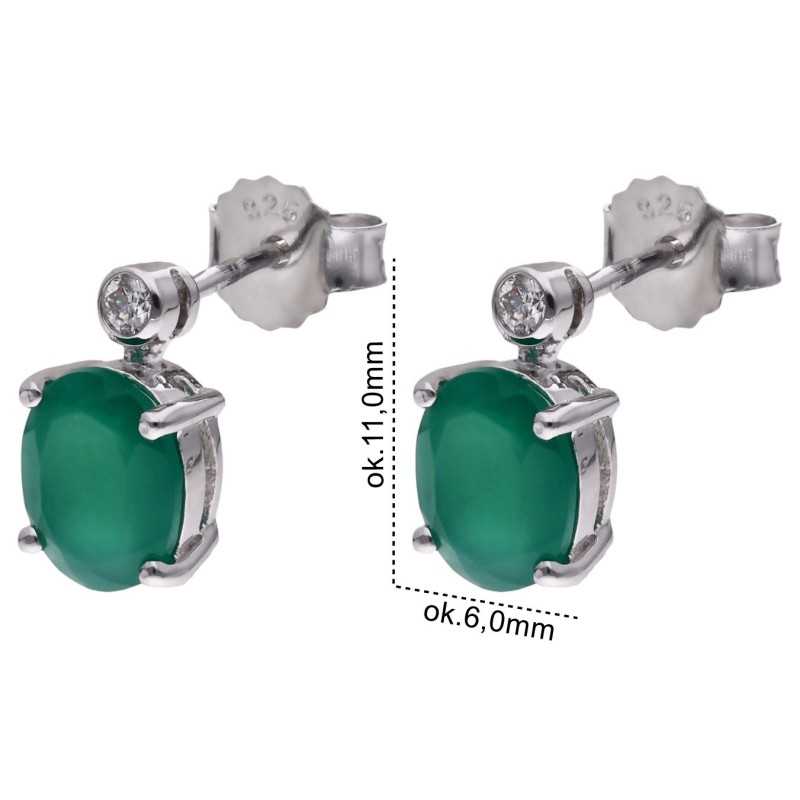 Kolczyki Ag 925 Agat i diament CVD-3338-E-AG