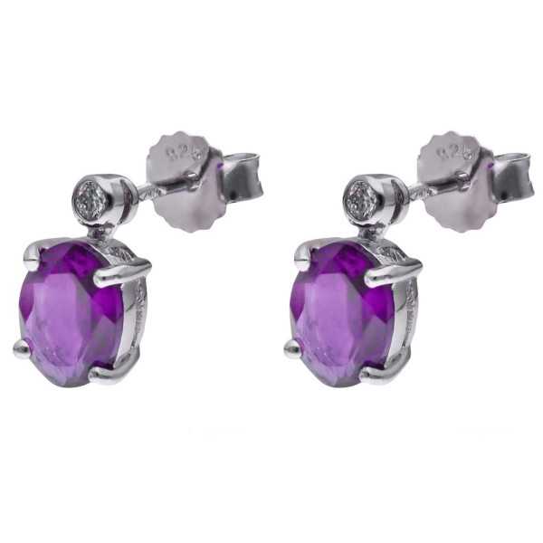 Kolczyki Ag 925 Ametyst i diament CVD-3338-E-AM