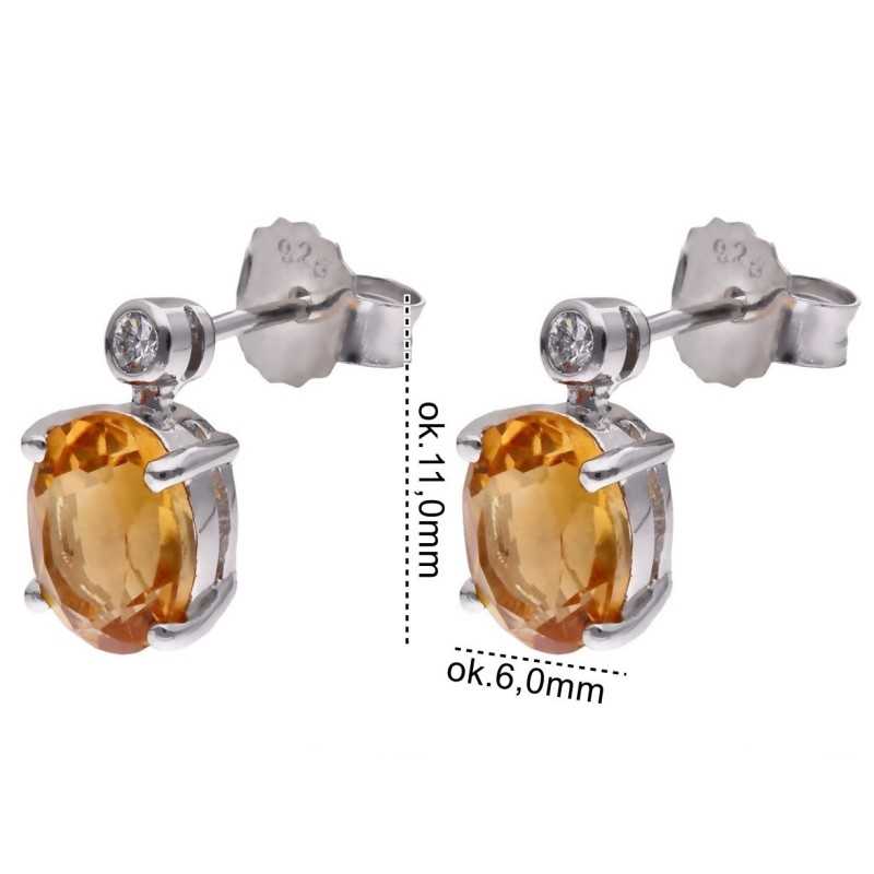 Kolczyki Ag 925 Cytryn i diament CVD-3338-E-CI