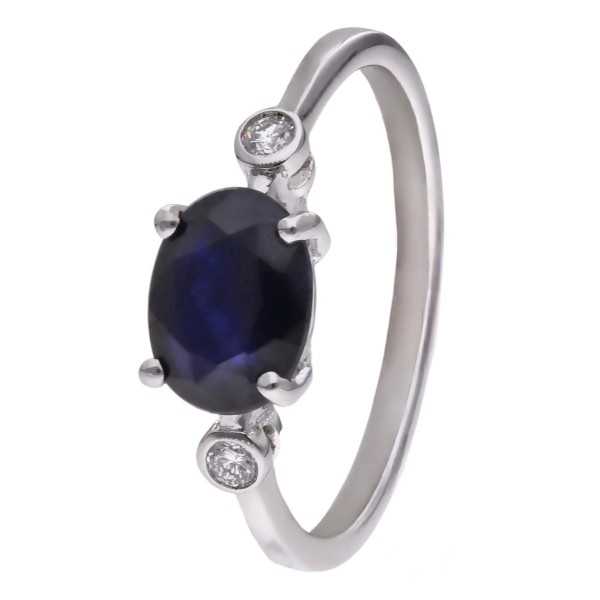 Pierścionek Ag 925 Szafir i diament CVD-3338-R-BS