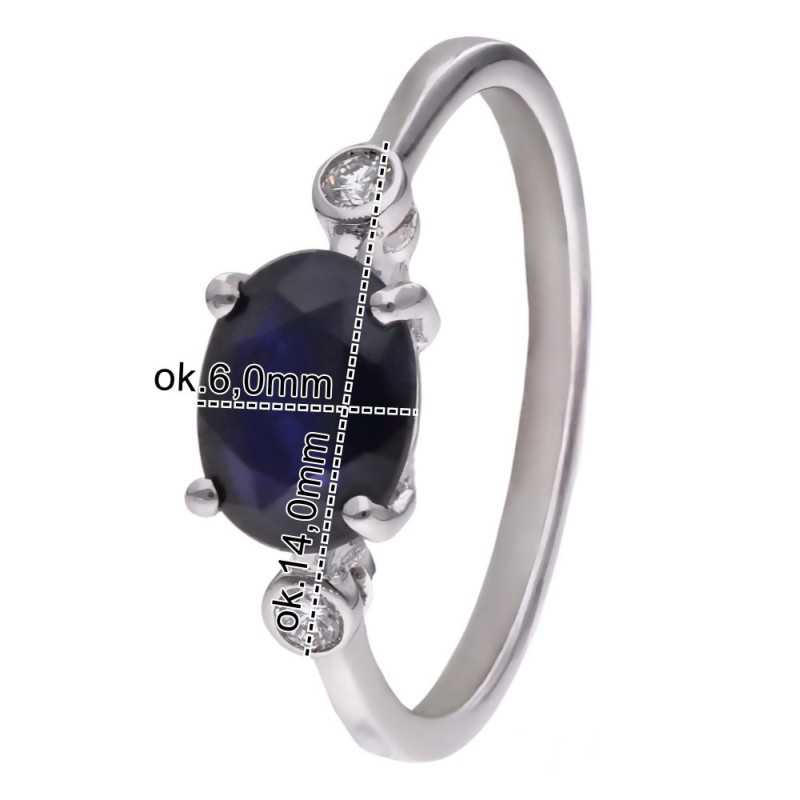 Pierścionek Ag 925 Szafir i diament CVD-3338-R-BS