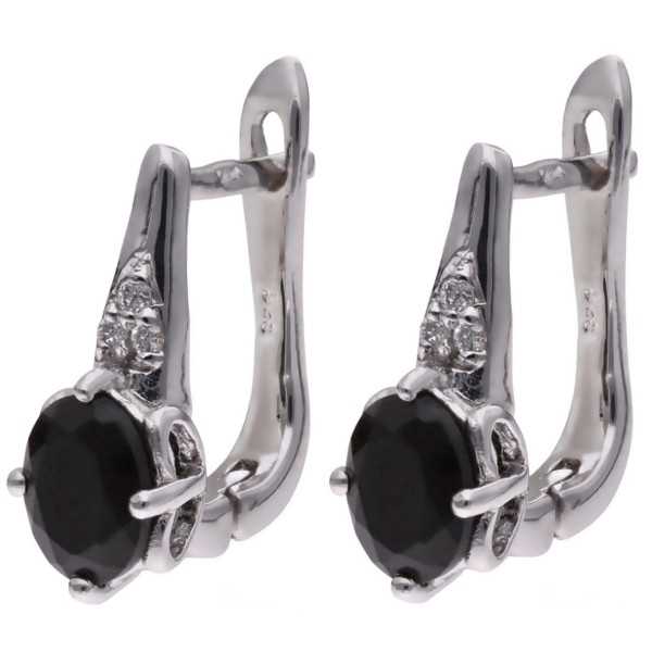 Kolczyki Ag 925 onyks z diamentem CVD-3365-E-OX