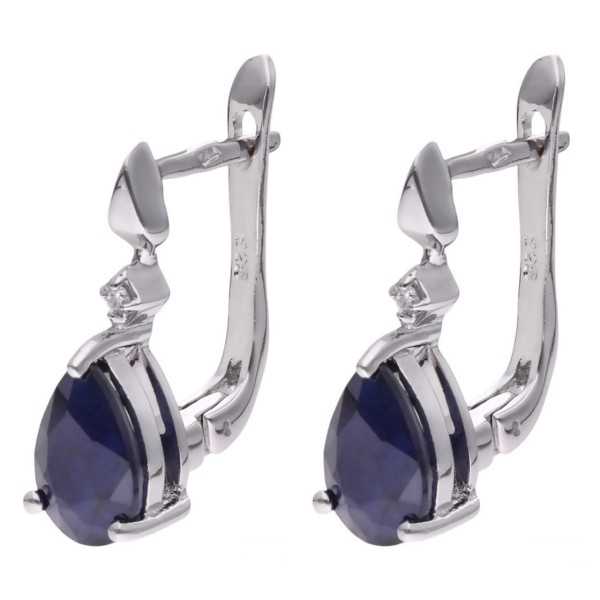 Kolczyki Ag 925 Szafir i diament CVD-3394-E-BS