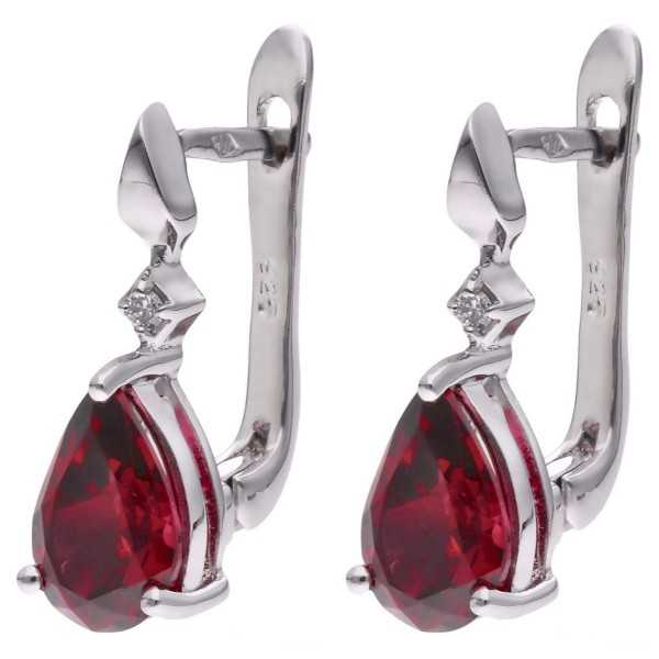 Kolczyki Ag 925 Rodolit i diament CVD-3394-E-RD