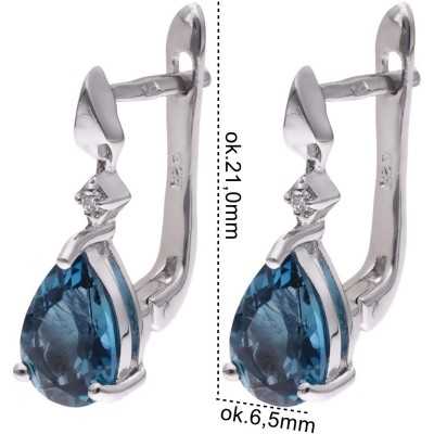 Kolczyki Ag 925 Topaz i diament CVD-3394-E-TLB