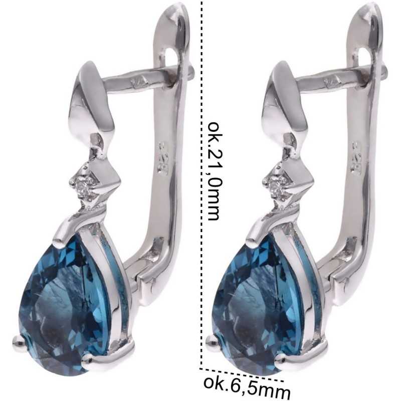 Kolczyki Ag 925 Topaz i diament CVD-3394-E-TLB